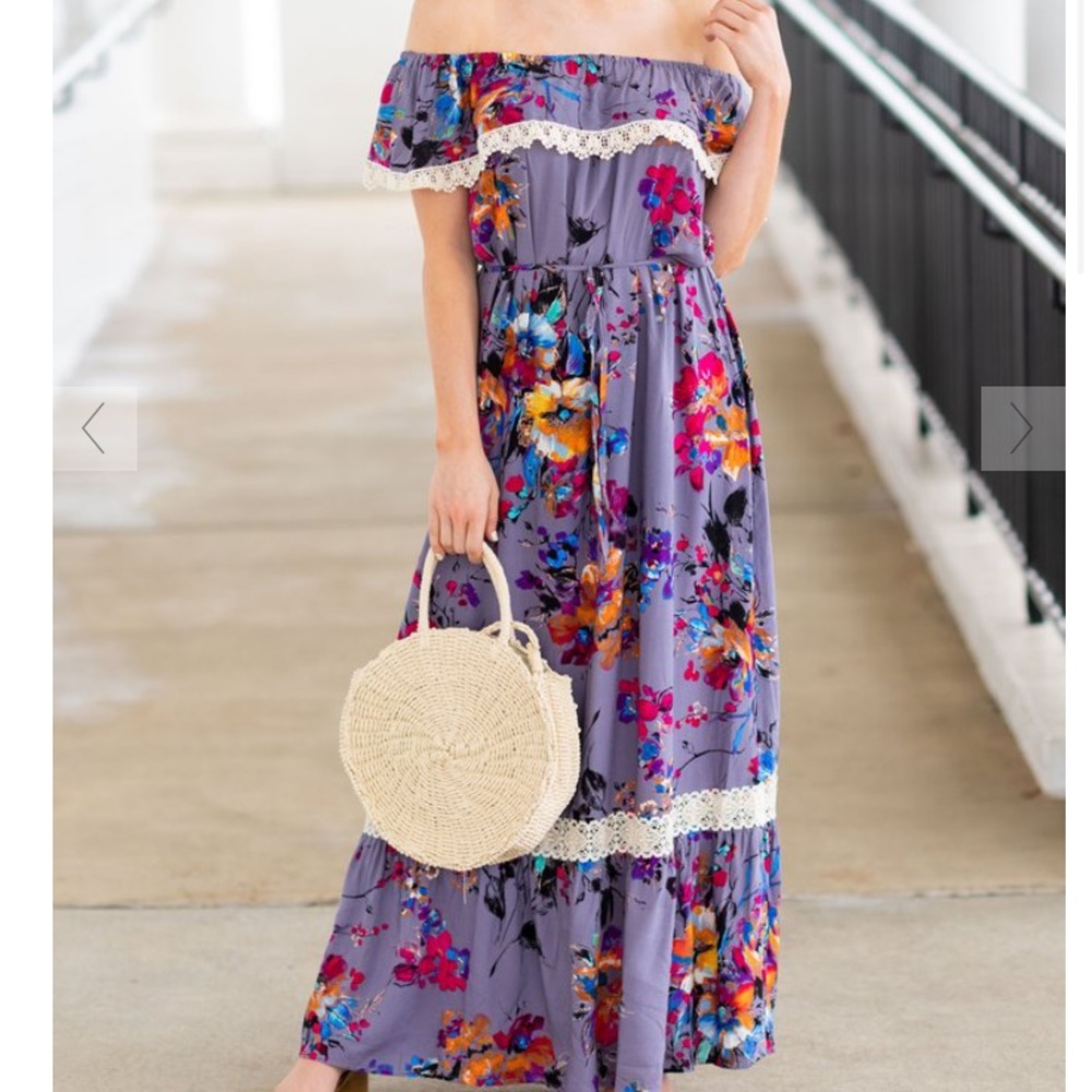 Purple floral maxi dress